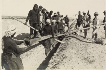 הנחת צינור מים מקסיימה לסיני עבור הכוחות הלוחמים, 1915, המקור: ספריית הקונגרס, אוסף מאטסון